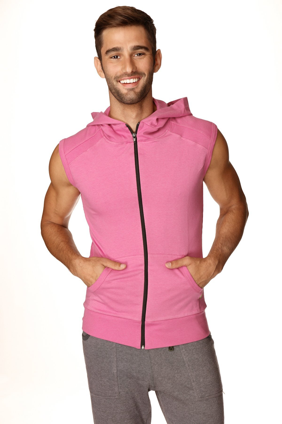 4th Men's Sleeveless Hoodie - Modal French Terry Workout Top for Yoga, Gym & Resort Wear | Made in USA | Stretch Fit European Style | Perfect for Fitness, Travel & Lounge