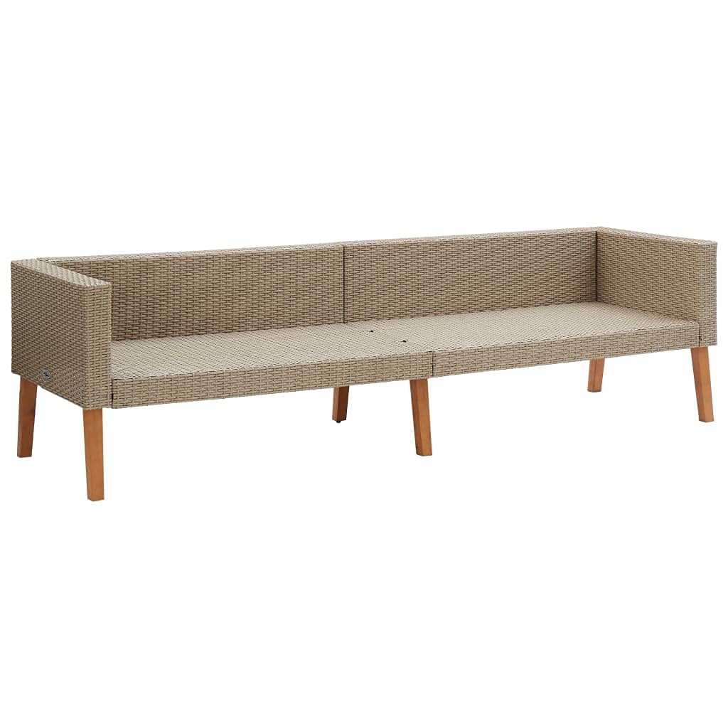 Outdoor Patio Furniture Set - 3-Piece Sectional Sofa with Cushions, Poly Rattan Beige - Perfect for Garden, Backyard, and Poolside Relaxation