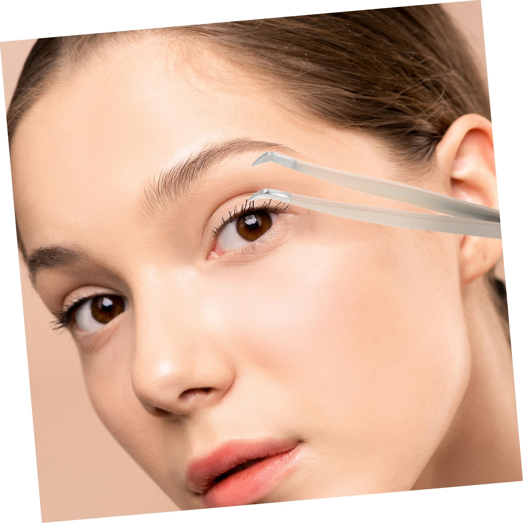 Bent Tip Eyelash Tweezers for False Eyelash Application & Removal - Professional Makeup Tool for Lash Extensions & DIY - Precision Curved Design for Easy Use at Home or Salon (Beige)