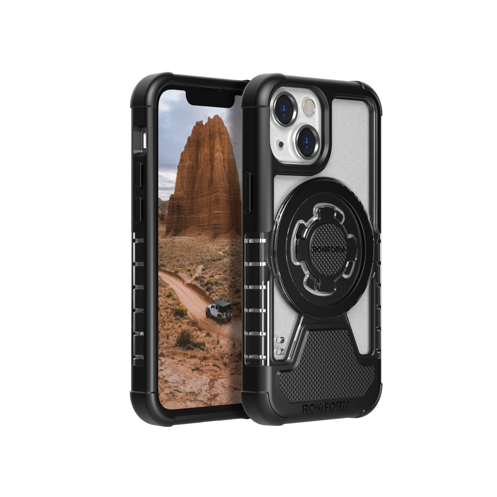 Rokform Crystal Series iPhone 13 Mini Case - Slim Magnetic Case with Roklock Rotating Lock, Double Magnet Plus MagSafe, Drop Tested Armor (Clear) - Perfect for Everyday Use and Outdoor Adventures