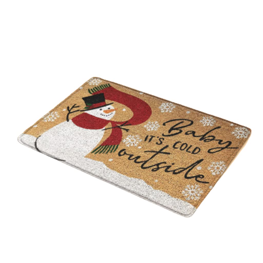 Cartoon Snowman Christmas Door Mat - 'Baby It's Cold Outside' Decor for Entryway & Bedroom