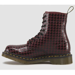 Pina Black & Cherry Hi Shine Houndstooth Printed Soft T-Boots - Stylish Women's Ankle Boots for Fall & Winter Fashion, Office Wear & Casual Outfits