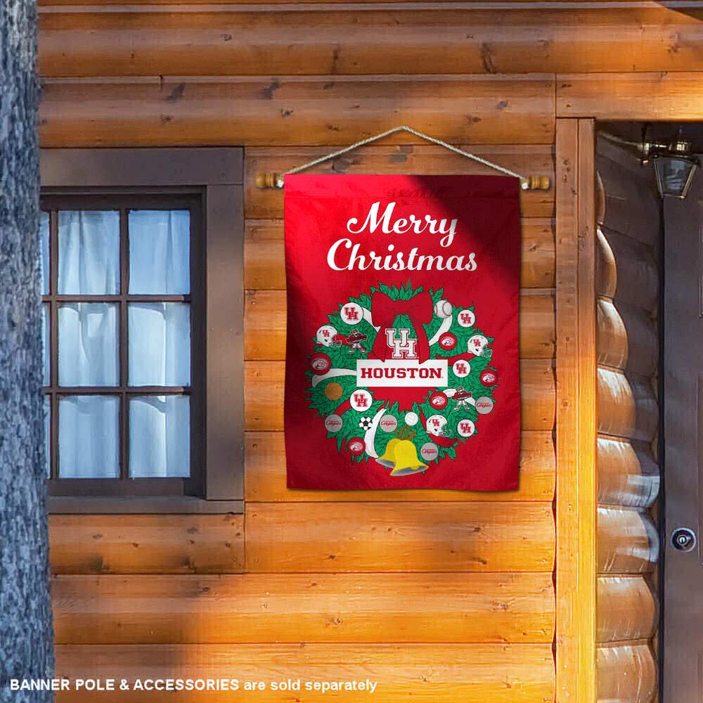 Houston Cougars Happy Holidays Christmas Banner Flag - Perfect for Home Decor, Game Day, and Festive Celebrations
