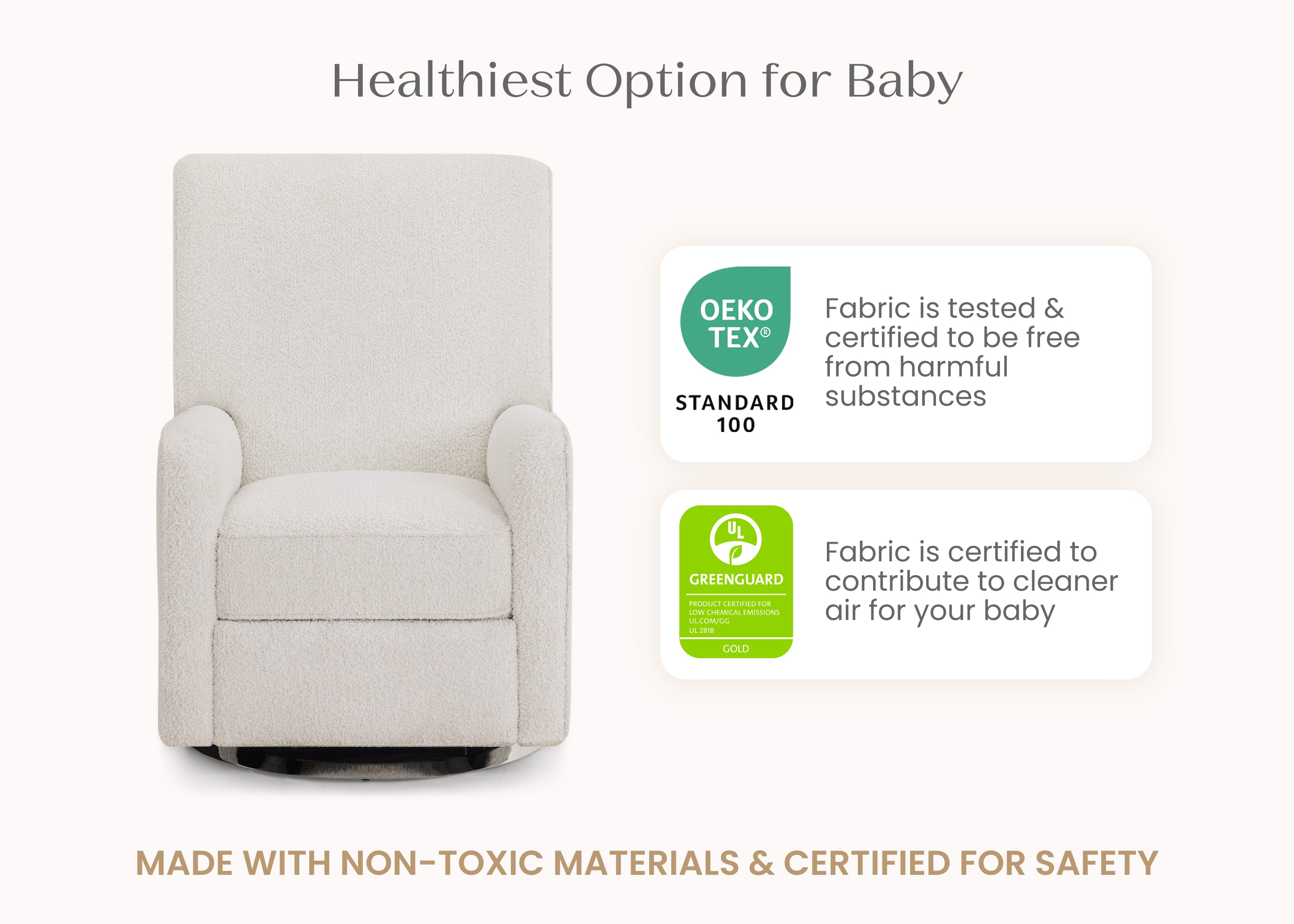 Nest Nursery Swivel Recliner Chair - 360° Rotating Glider Rocker with Lumbar Support for Nursing, Feeding & Relaxing - Perfect for Baby Nursery, Breastfeeding & Nursery Decor