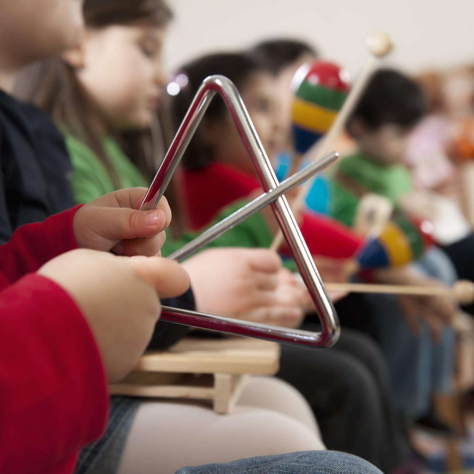 10-Piece Triangle Iron Percussion Sticks Set - Musical Instrument Mallets & Beaters for Kids - Durable Iron & Plastic Construction - Perfect for Music Education, Classroom Activities & Children's Percussion Practice