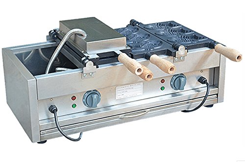 Nonstick Electric Taiyaki Fish Waffle Maker - 6-Cavity, 180° Opening, Dual Voltage (110V/220V) for Commercial & Home Use - Perfect for Japanese Desserts, Street Food Snacks, and Breakfast Cooking