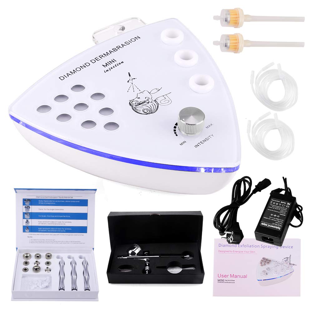 Professional Diamond Microdermabrasion Machine with Spray Gun - 3-in-1 Dermabrasion Facial Kit for Estheticians & Home Use - Exfoliation, Hydration & Skin Rejuvenation for Face & Body Care
