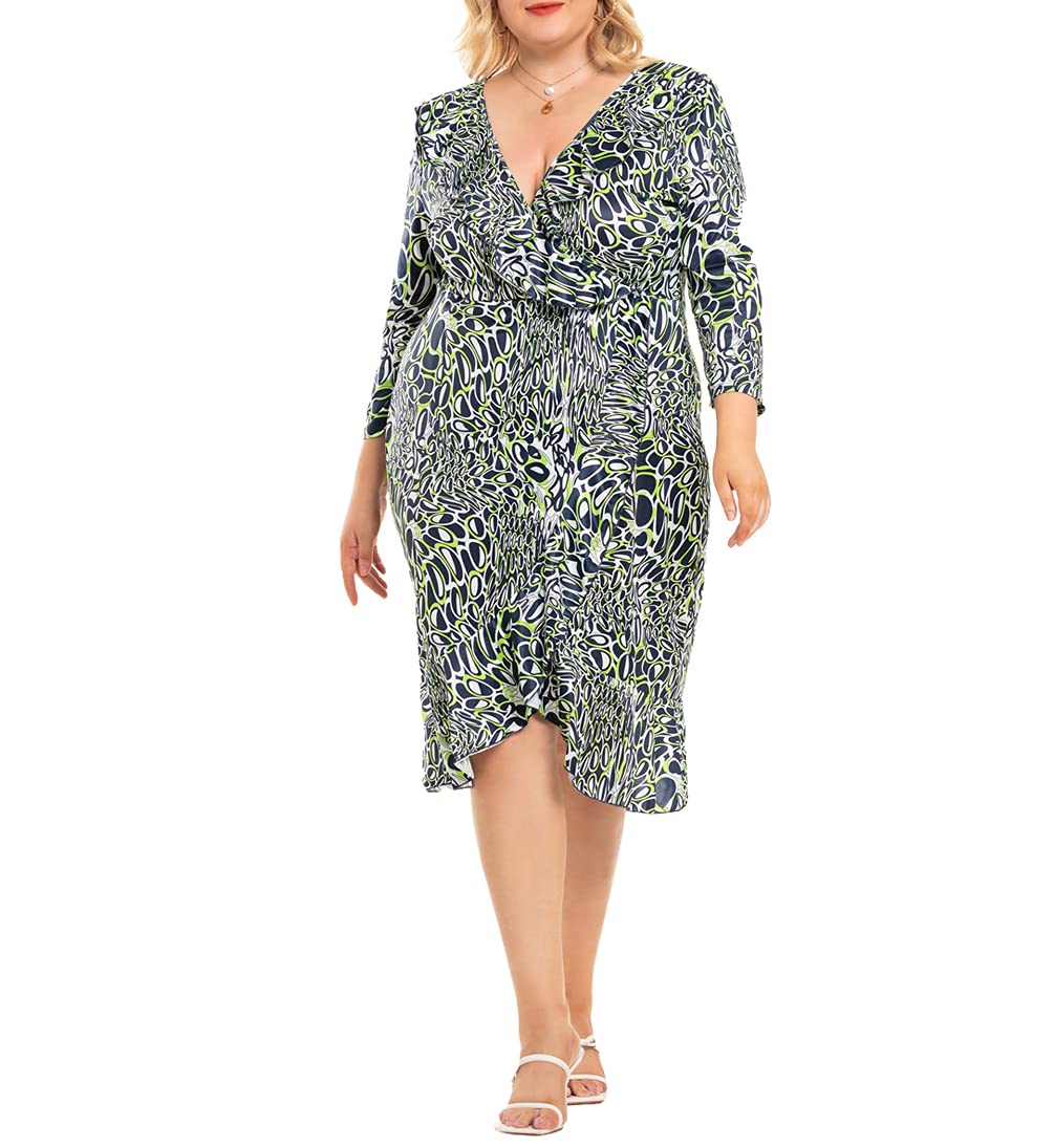 Eternatastic Women's Leopard Print Wrap Dress Plus Size Short Sleeve - Casual Summer Dress for Beach, Party & Office Wear