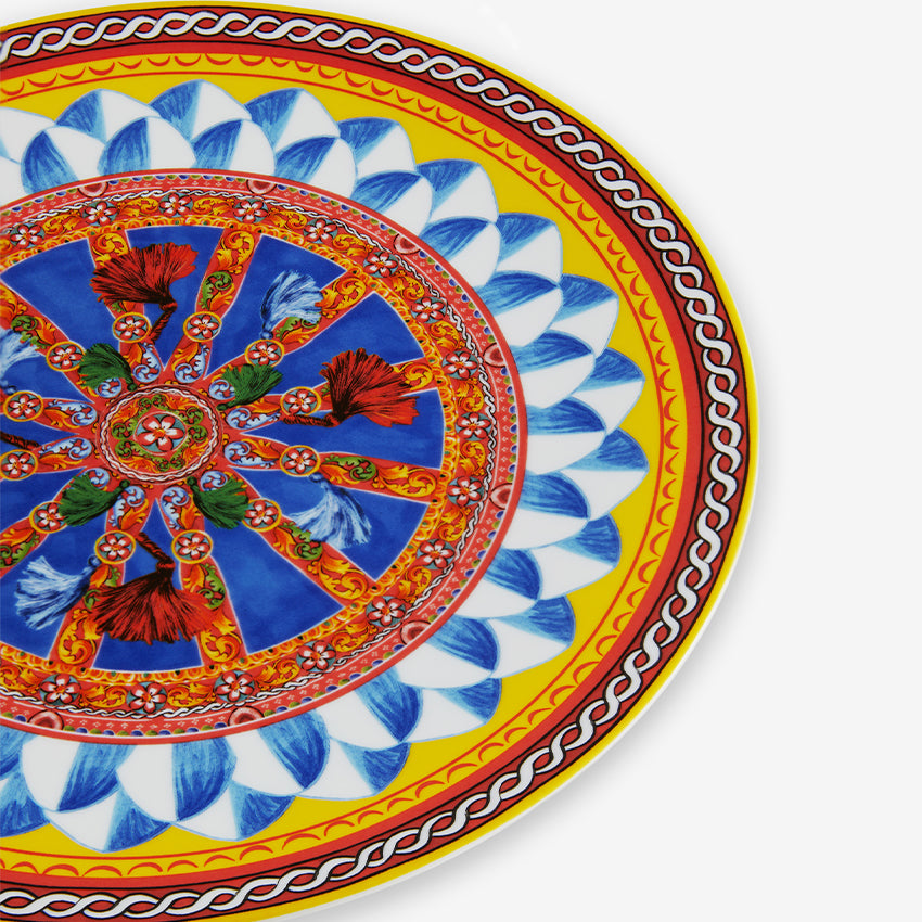 Dolce & Gabbana Casa Carretto Round Serving Plate - Elegant Italian Ceramic Tray for Desserts, Appetizers & Entertaining | Perfect for Dinner Parties, Weddings & Home Decor