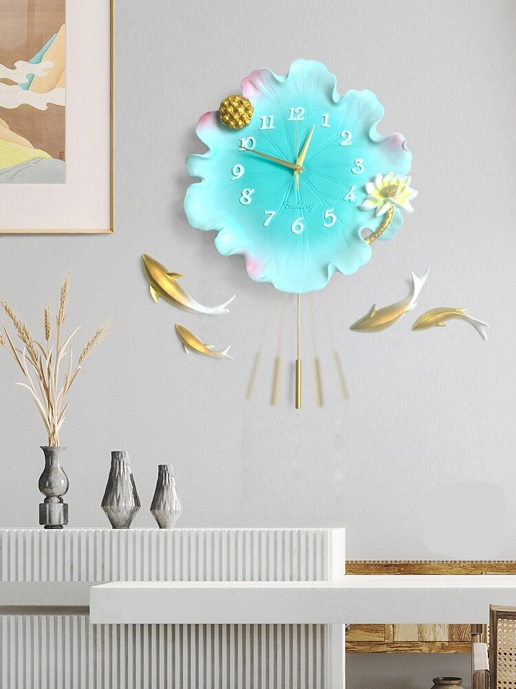 Lotus Leaf Wall Clock - Elegant Decorative Wall Clock for Living Room, Bedroom, Office | Silent Non-Ticking Battery Operated Home Decor | Perfect Gift for Housewarming, Birthday, Christmas