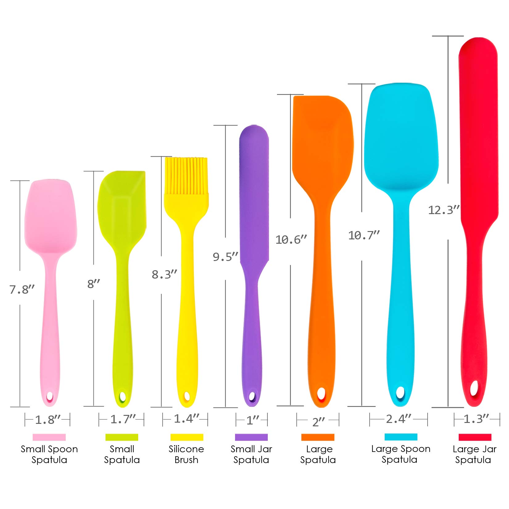 Premium 7-Piece Silicone Spatula Set - Heat-Resistant Kitchen Utensils for Non-Stick Cookware, Baking & Mixing | Seamless Flexible Design, Dishwasher Safe, Multi-Color | Perfect for Home Chefs, Bakers & Cooking Enthusiasts