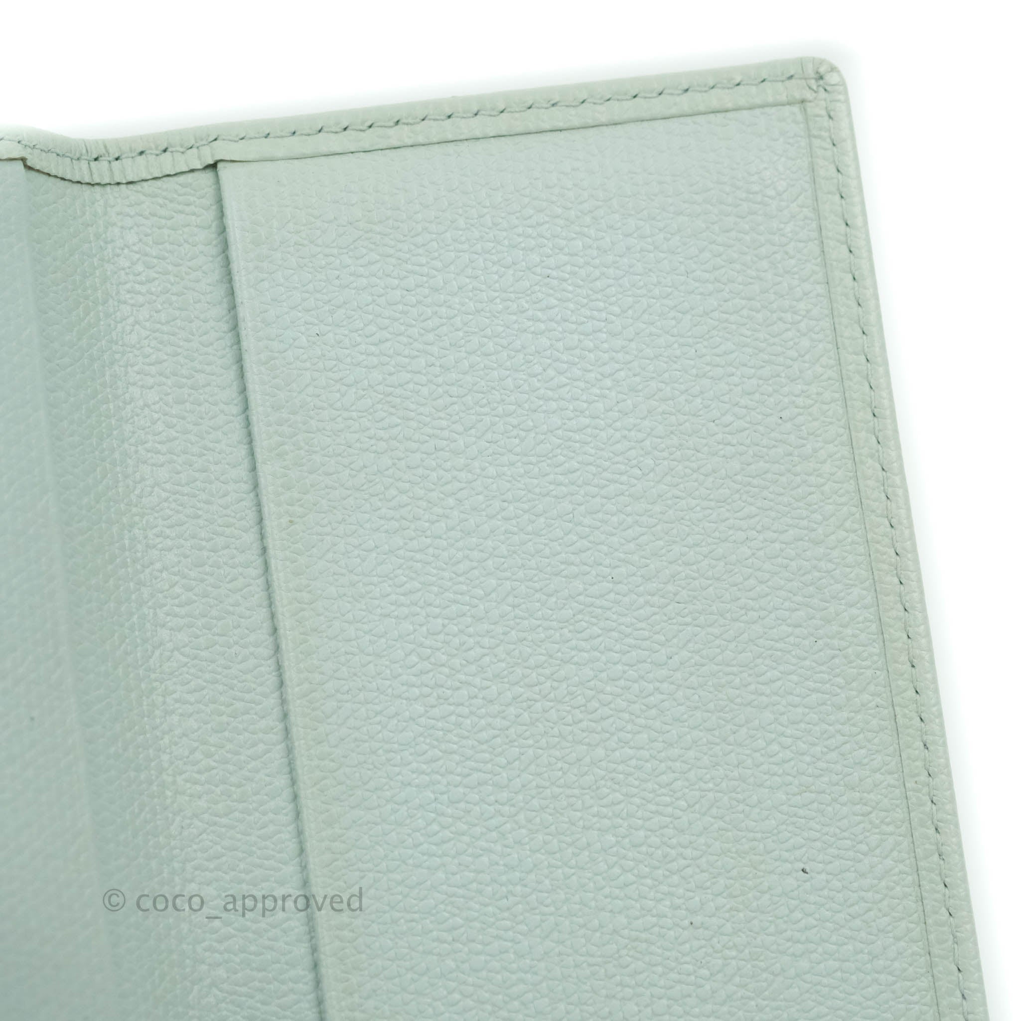 Chanel Tiffany Blue Grained Leather Card Holder - Luxury Compact Wallet for Credit Cards & Cash - Perfect for Everyday Use, Travel & Gifting