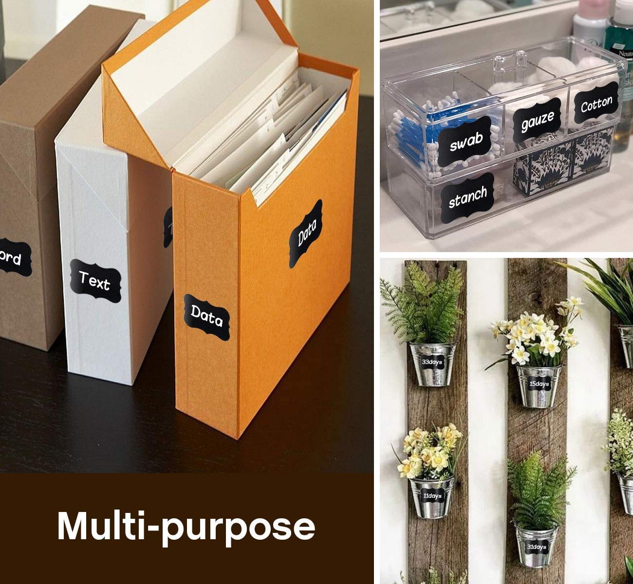 180Pcs Reusable Waterproof Chalkboard Labels with Erasable Chalk Pen - Perfect for Jar Labels, Party Decorations, Craft Rooms, Pantry Organization & Storage Bins | Ideal for Mason Jars, Bottles, Kitchen & Home Organization