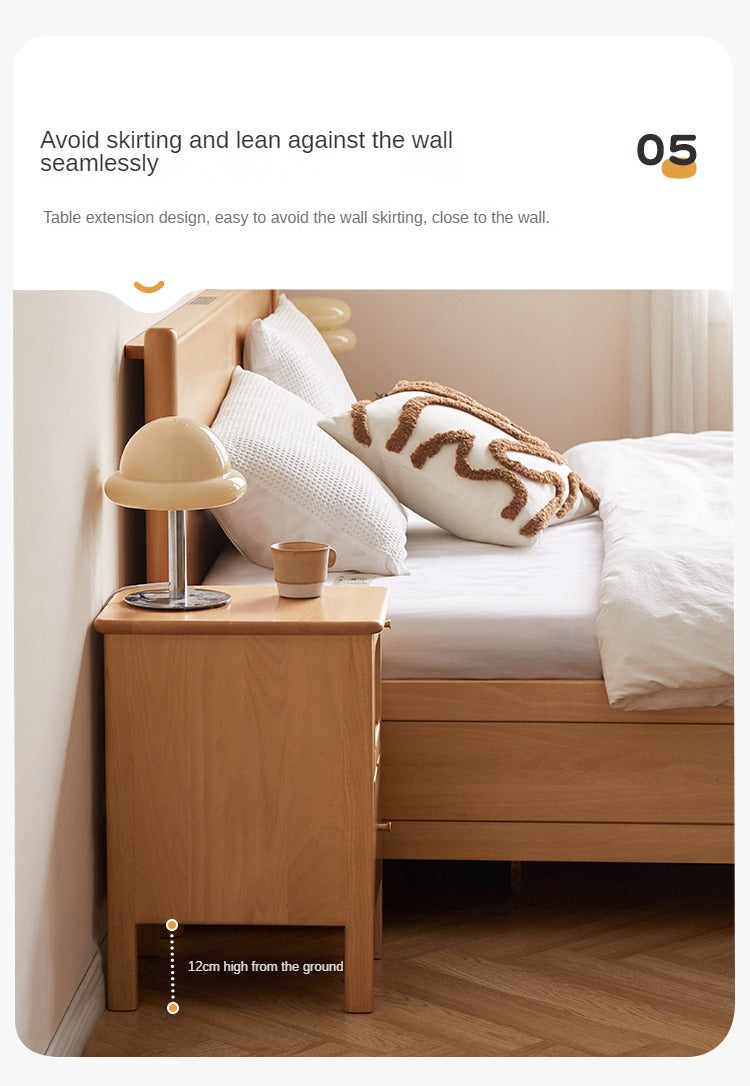 Solid Beech Wood Ultra Narrow Nightstand - Compact Bedside Table for Small Spaces, Perfect for Apartments, Dorms & Cozy Bedrooms