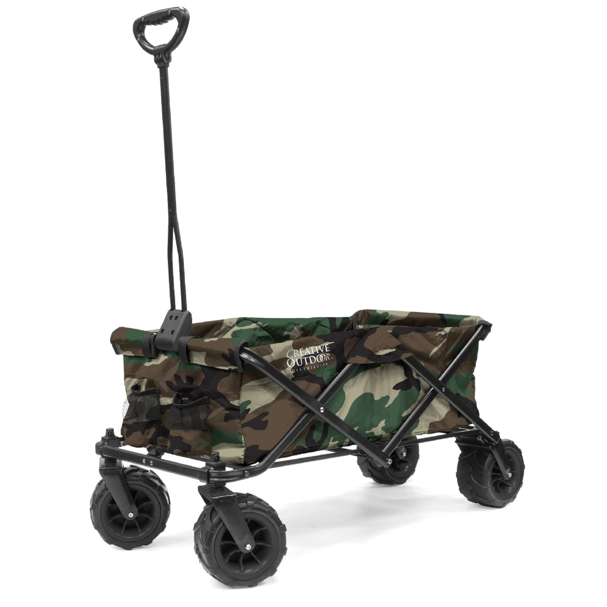 Creative Camo All-Terrain Collapsible Folding Wagon Cart with Divider | Heavy Duty Beach, Park, Garden, Tailgate, Camping & Outdoor Adventures