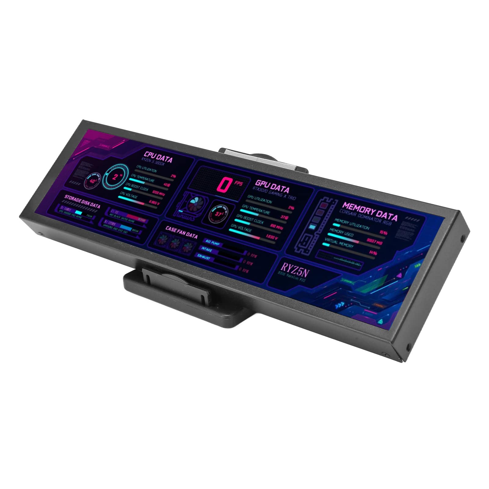 Yunseity 8.8 Inch IPS PC Sensor Panel Screen - 1920x480 HD Computer Temperature Monitor with 360° Rotation & Adjustable Brightness for Gaming PC, Workstation & DIY Computer Builds (Black) - Perfect for Real-Time System Monitoring & Custom PC Setups