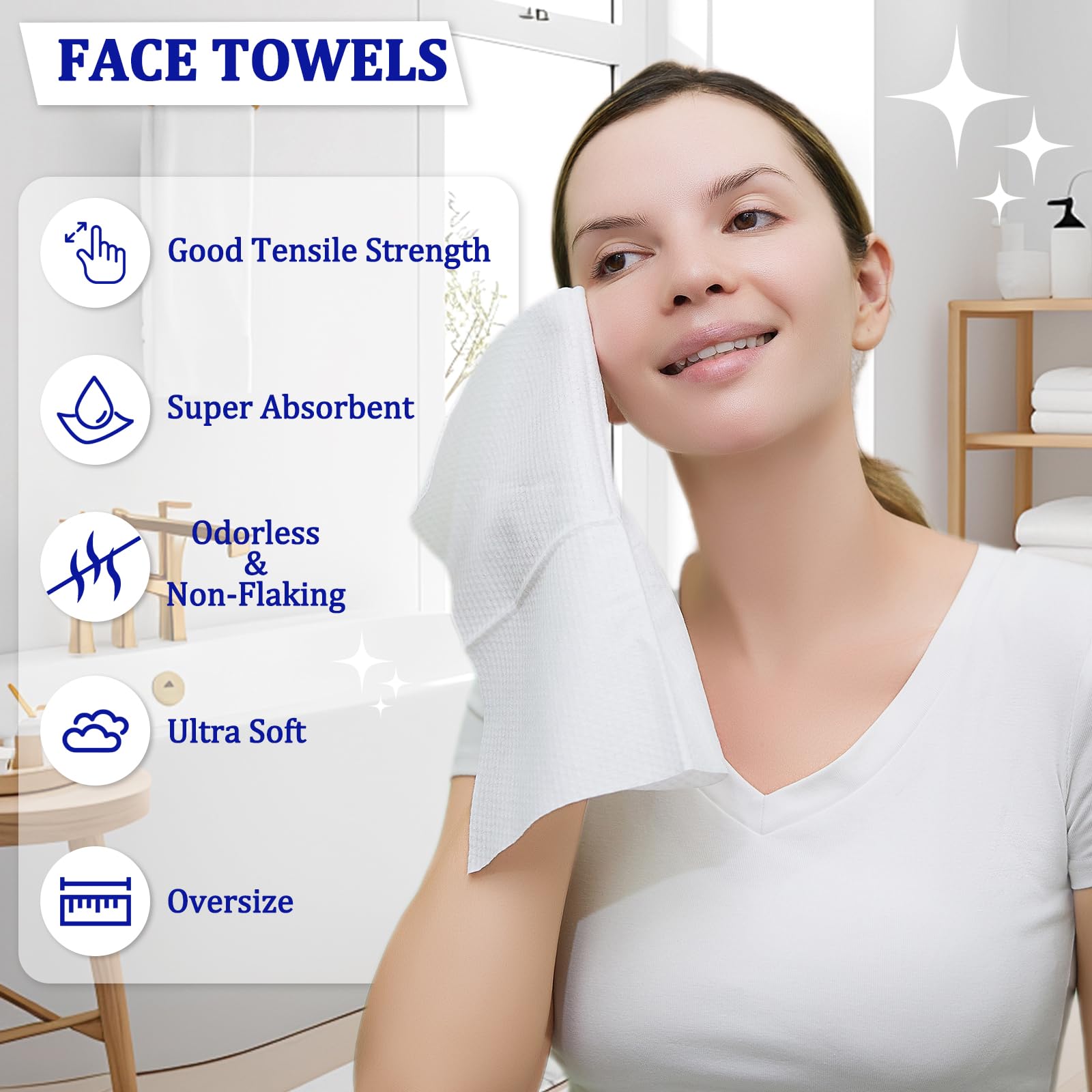 Disposable XL Face Towels - Ultra Soft Makeup Remover Wipes & Facial Cleaning Towels (100 Count, 2 Pack) - Perfect for Travel, Gym & Daily Skincare Routine