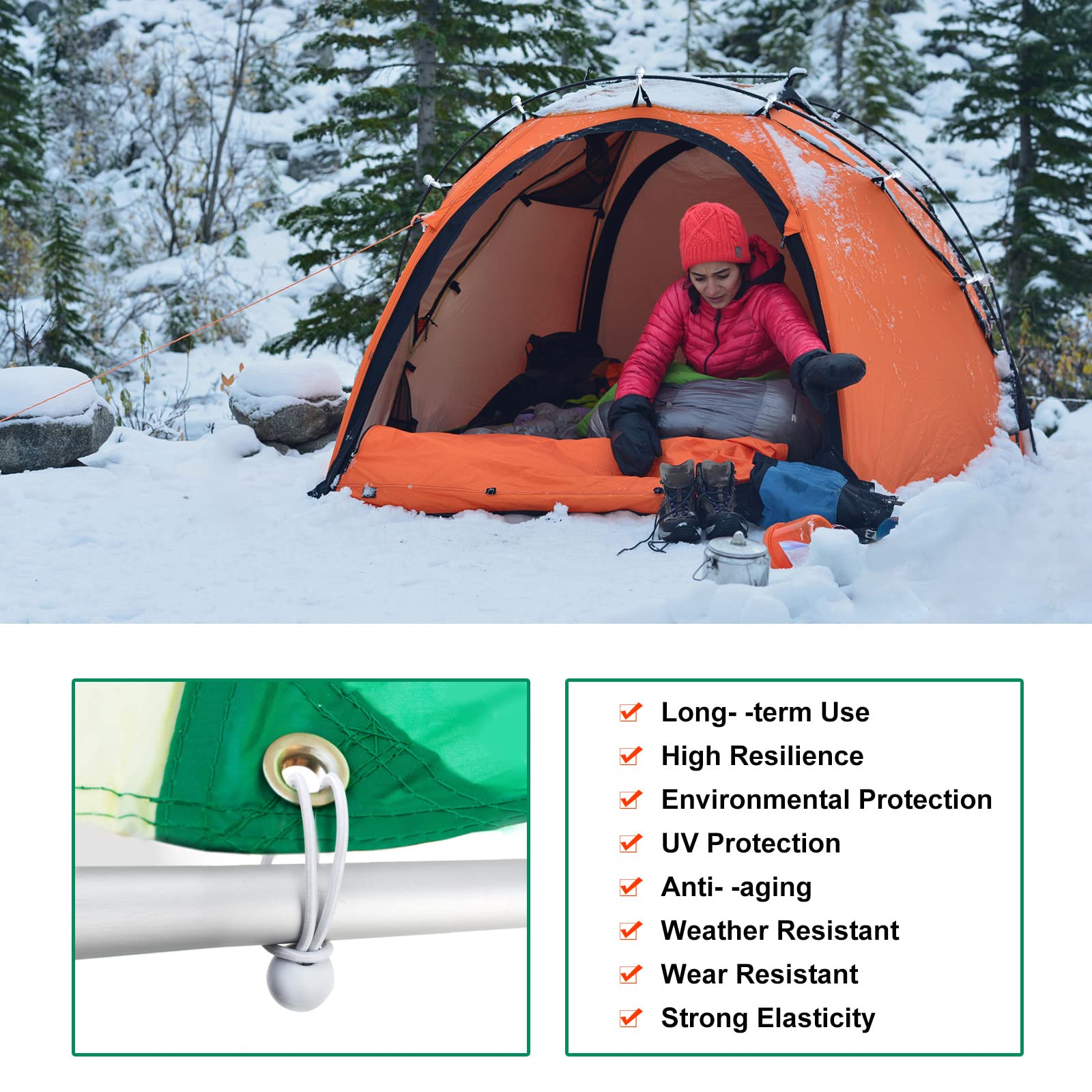 50PCS 4-Inch Heavy Duty Mini White Ball Bungee Cords with UV Resistance - Tarp Tie Down Bungee Balls for Shelter, Camping, Cargo, Tent Poles - Perfect for Outdoor Gear Organization, RV Accessories, and DIY Projects