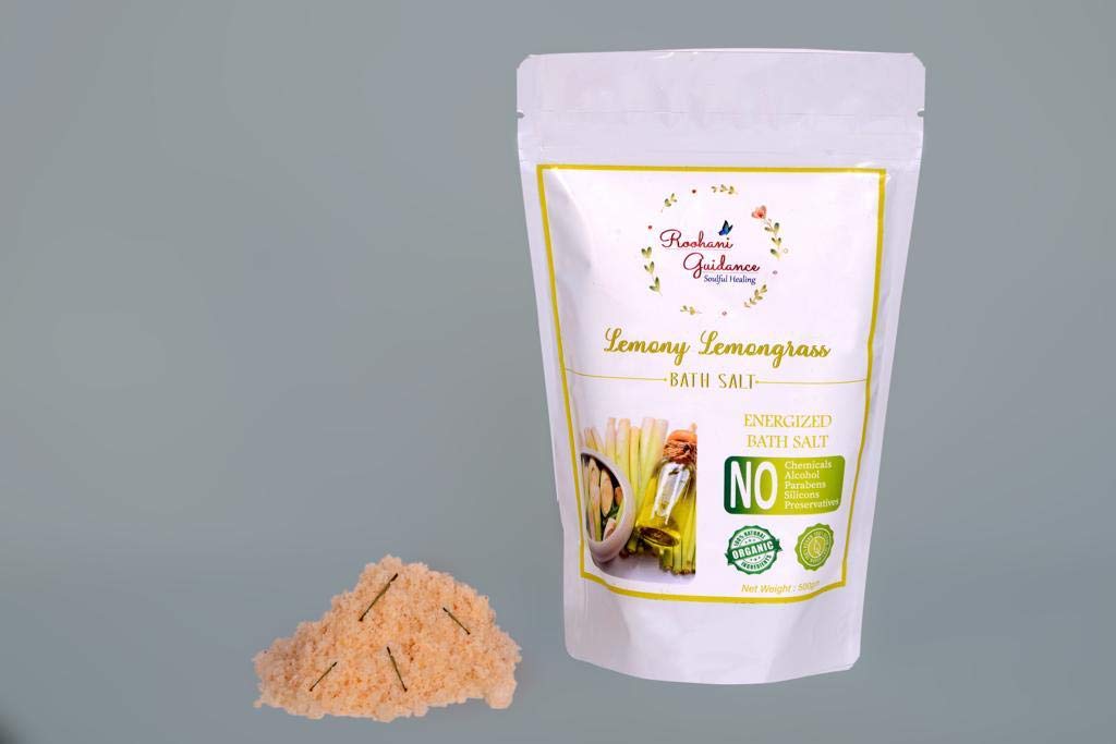 Organic Lemongrass Bath Salt for Relaxation & Stress Relief - Aromatherapy Spa Treatment for Home Self-Care & Gift Ideas