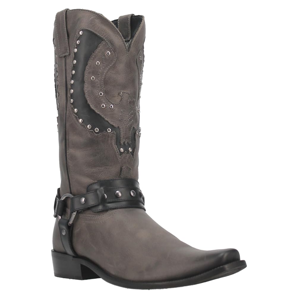 Dingo Men's War Eagle Studded Square Toe Pull-On Casual Boots - Mid Calf Western Boots for Men - Brown Leather Cowboy Boots for Country Style & Everyday Wear