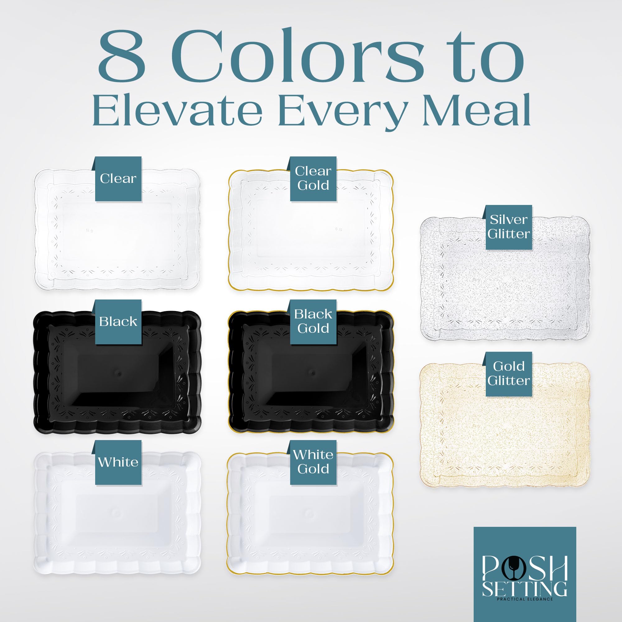 Clear Disposable Plastic Serving Trays 9x13 - 4 Pack for Party & Events