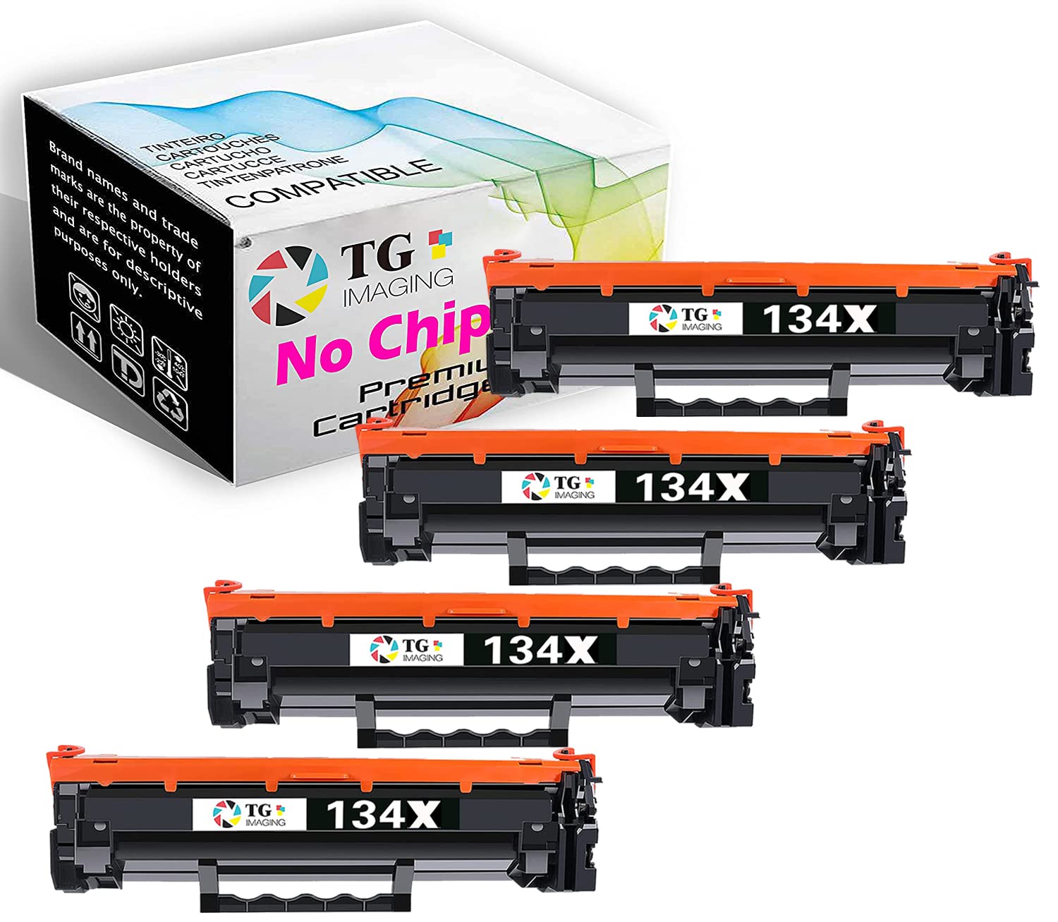 TG Imaging Compatible Toner Cartridge Replacement for HP 134A/134X (4-Pack Black) - Works with HP M209dw/M209dwe/MFP M234dw/M234dwe Printers - High Yield W1340X - Office & Home Printing (Chip Not Included)