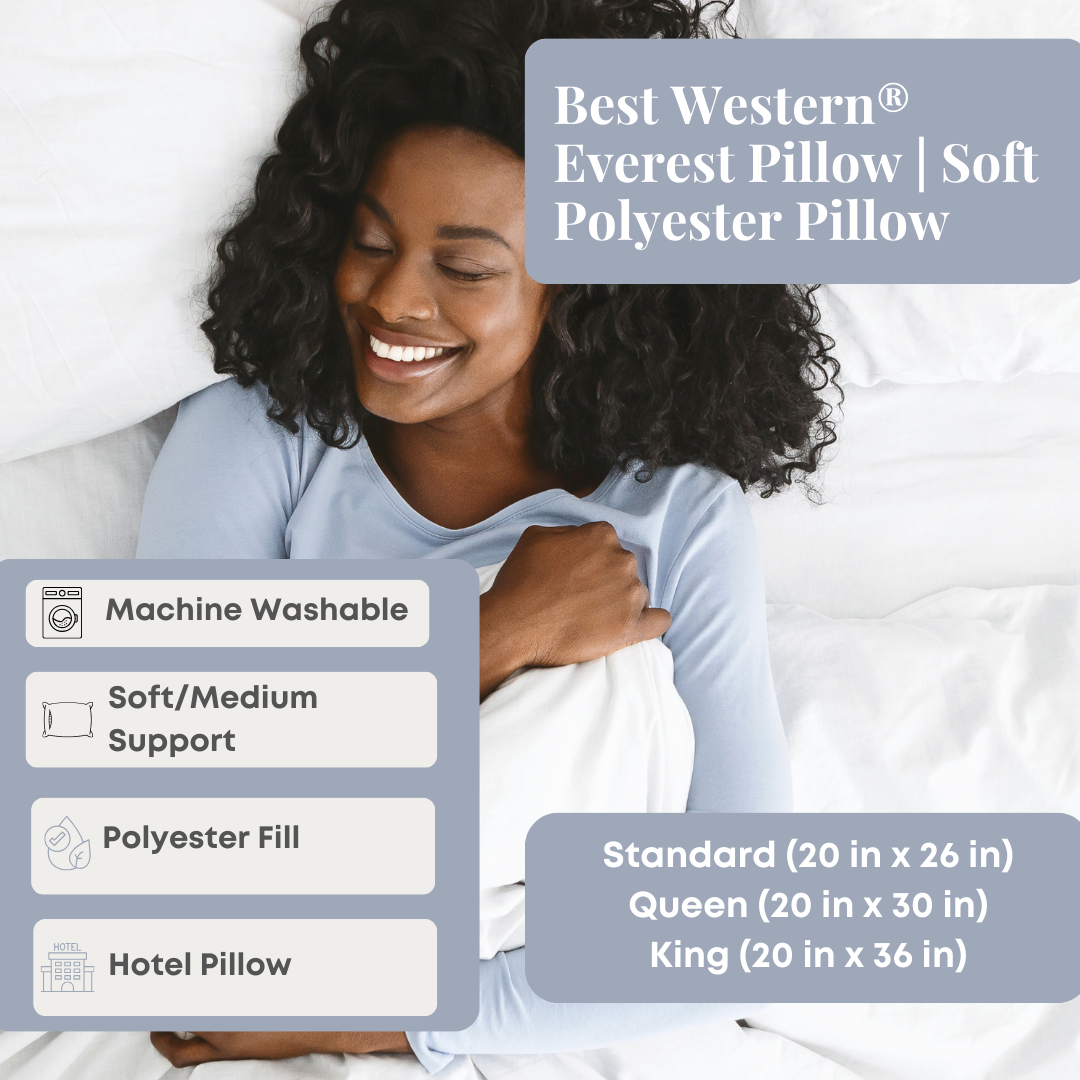 Best Western® Everest Pillow - Ultra Soft Polyester Bed Pillow for Side, Back & Stomach Sleepers - Hotel Quality Comfort for Home Use