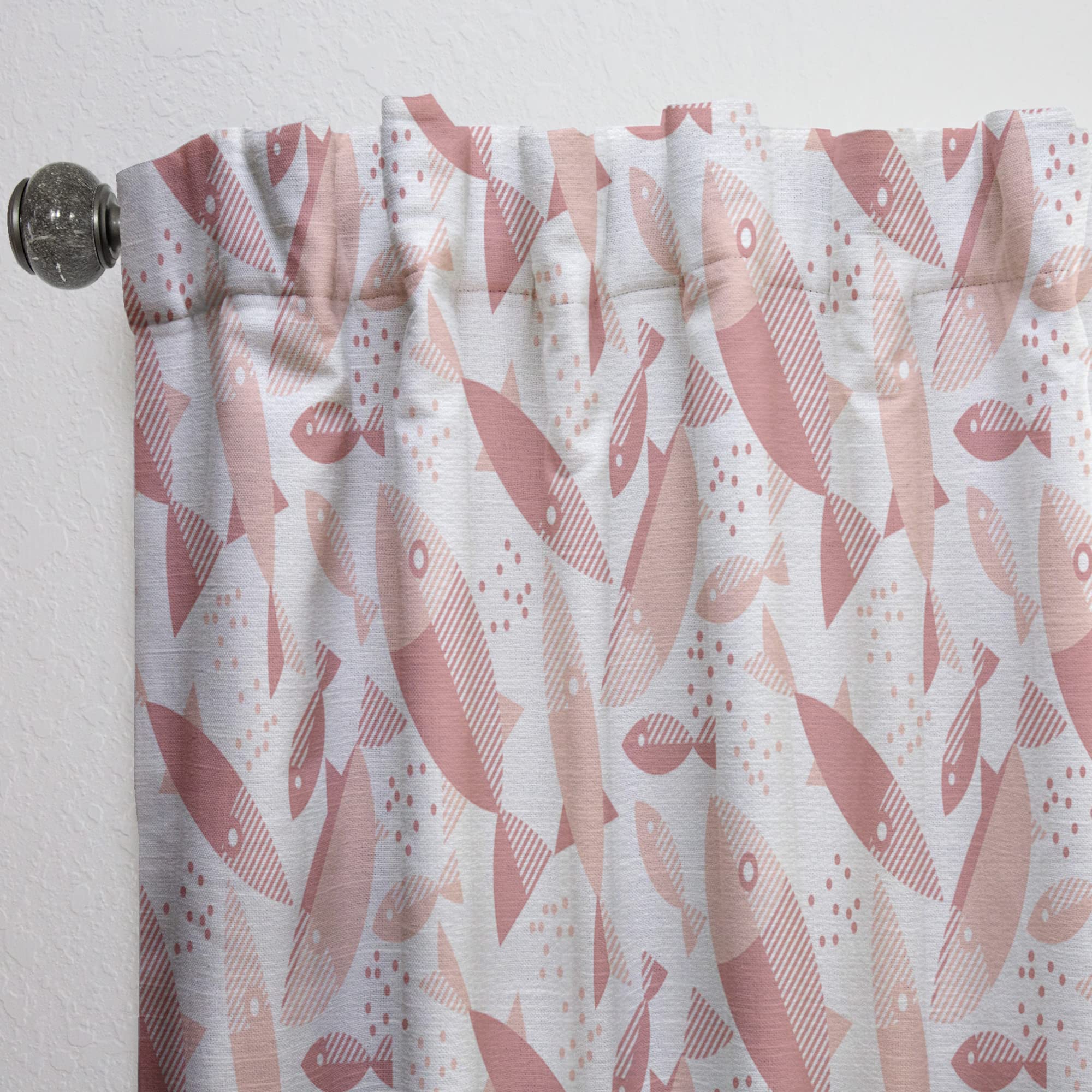 DesignQ Pink Fish Pattern Thermal Insulated Curtains - Single Panel 52x63 Inches - Elegant Window Treatments for Bedroom & Living Room | Perfect for Light Control & Privacy