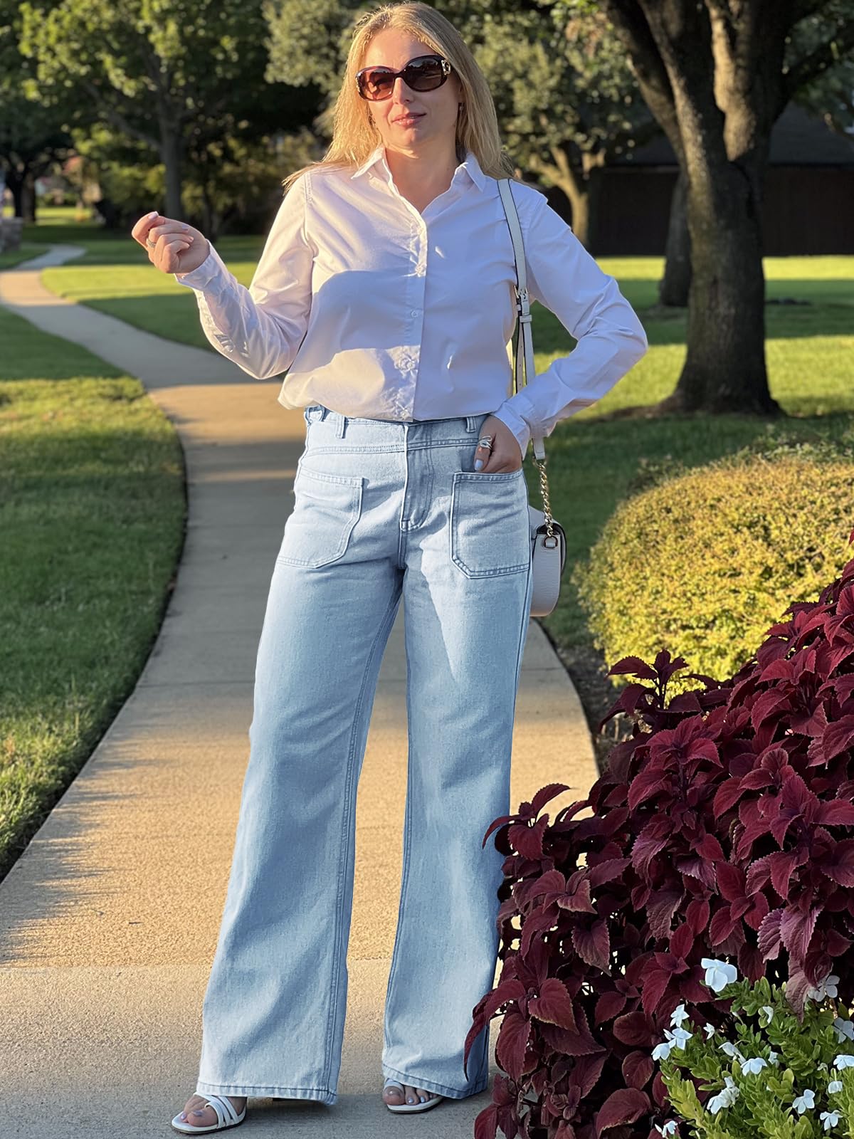 PLNOTME Women's High Waist Wide Leg Jeans - Boyfriend Style Distressed Denim Pants with Pockets for Casual Outfits | Perfect for Streetwear, Weekend Brunch & Date Night Looks