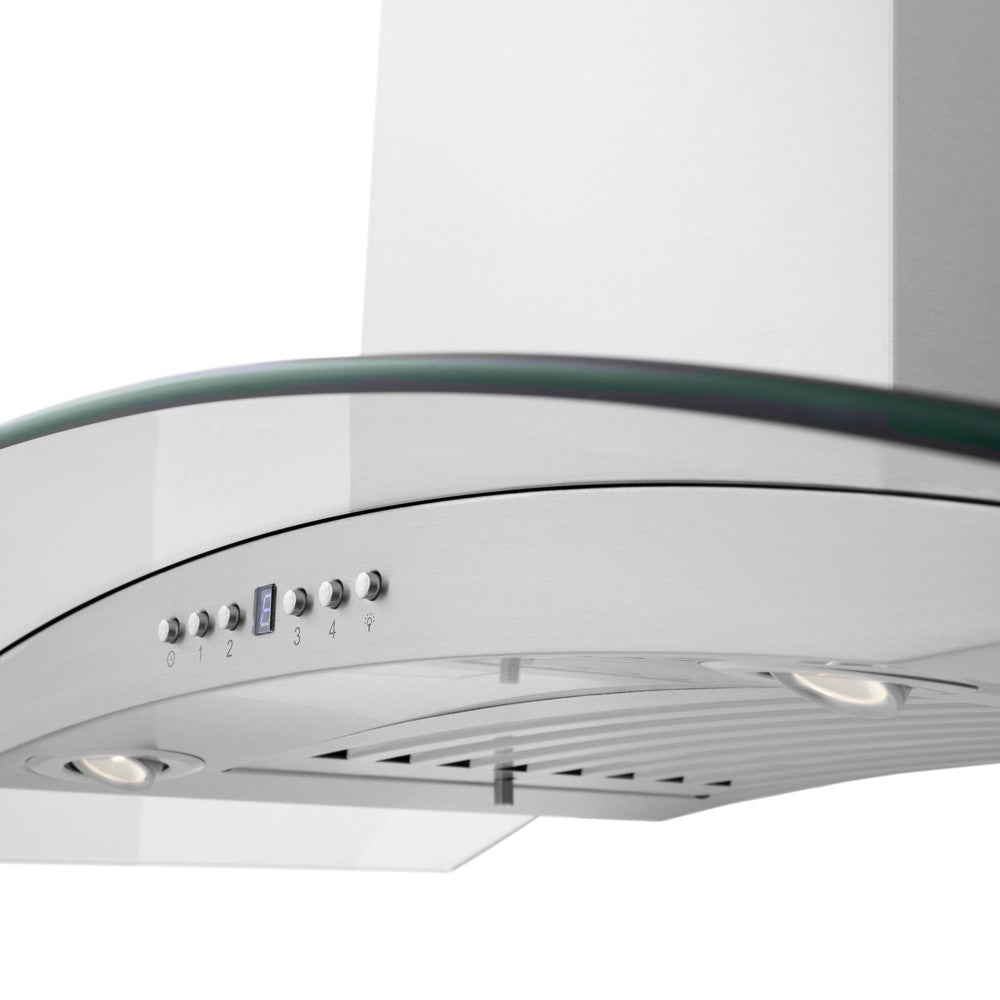 ZLINE KN4CRN BT Stainless Steel Wall Mount Range Hood with Ducted Ventilation & Built-in CrownSound Bluetooth Speakers - Perfect for Modern Kitchens & Open-Concept Living Spaces