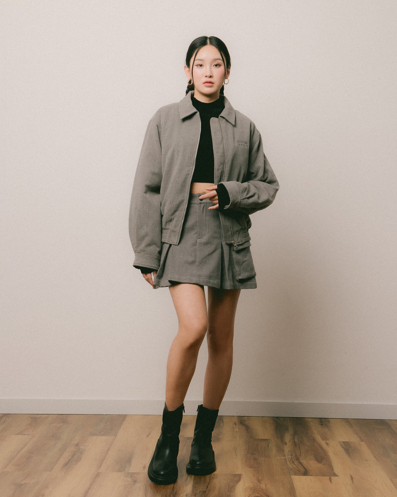 Neutral Society Wool Touch Padding Flight Jacket Grey - Warm & Stylish Winter Coat for Men & Women | Perfect for Travel, Outdoor Adventures & Casual Wear