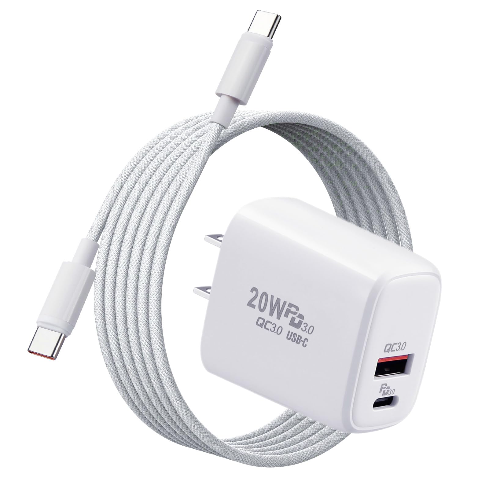 20W USB C Fast Charger with C to C Cable - PD Compatible for Beats Solo 4, Studio Buds+, Studio Pro, Beats Flex, Fit Pro & Pill+ (3.3ft) - Dual Port Wall Charger for Home, Office & Travel