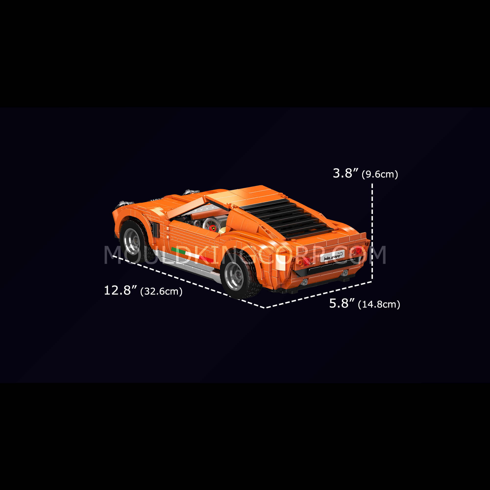 Mould King 10116 Lamb Miura Car Model Building Set - 1,607 Piece Sports Car Construction Toy Kit for Adults & Teens | Perfect for Collectors, DIY Enthusiasts & Home Office Decor
