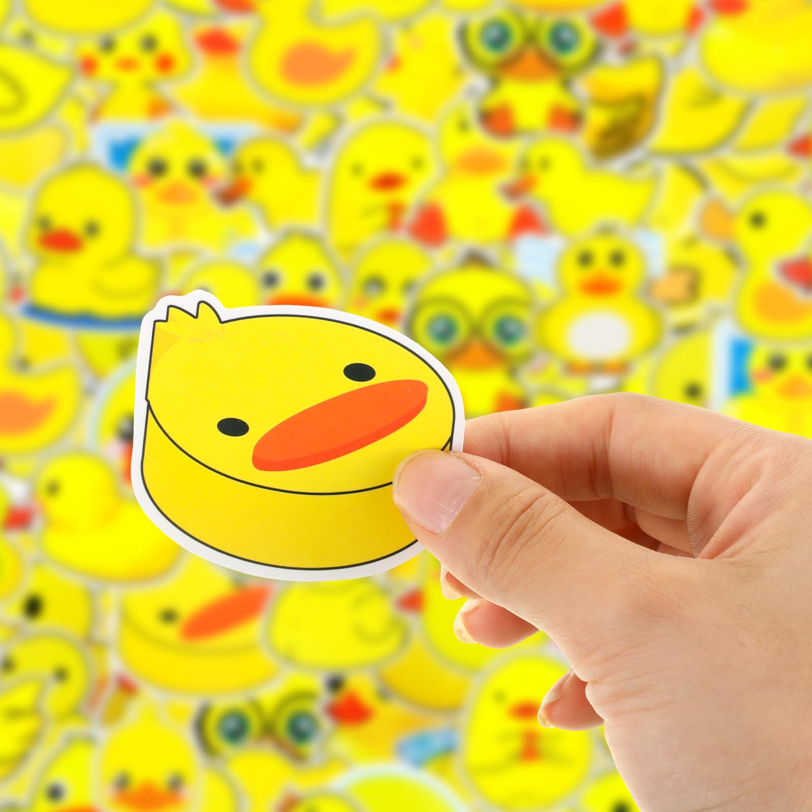 Libima 100 Pcs Waterproof Yellow Duck Stickers - Cute Duck Decals for Water Bottles, Laptops, Luggage & Skateboards - Fun Vinyl Stickers for Kids & Teens - Perfect for School Supplies, DIY Crafts & Room Decor