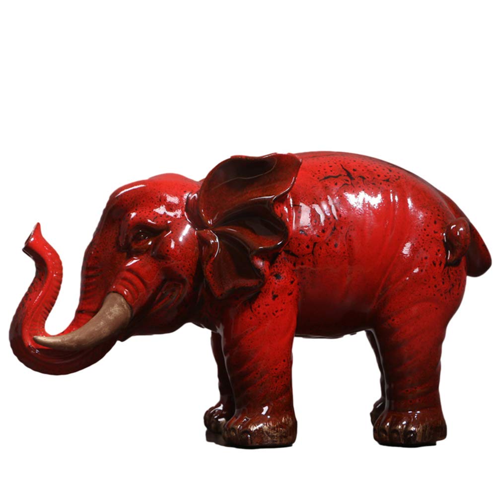 Ceramic Elephant Statues - Antique Wild Elephant Decor, Handcrafted Elephant Ornaments for Home & Office Gifts | Perfect for Boho Decor, Bookshelf Display & Feng Shui
