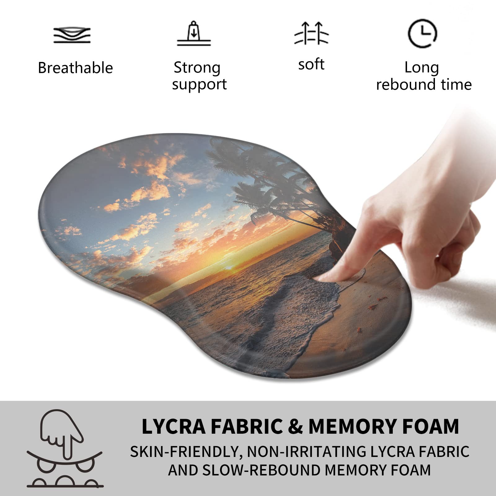 Ergonomic Mouse Pad with Wrist Rest - Thick Comfort Gel Support for Carpal Tunnel Pain Relief, Non-Slip PU Base Computer Mousepad for Wireless Mouse, Sunset Beach Design - Perfect for Office, Gaming & Home Workspace