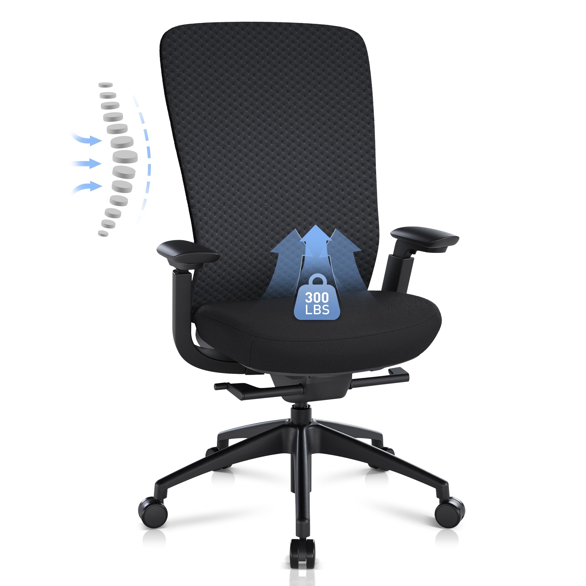 **COLAMY Ergonomic Mesh Office Chair with Lumbar Support - Adjustable Backrest & Sliding Seat - Black Grey - Perfect for Home Office, Gaming & Executive Desk Work**
