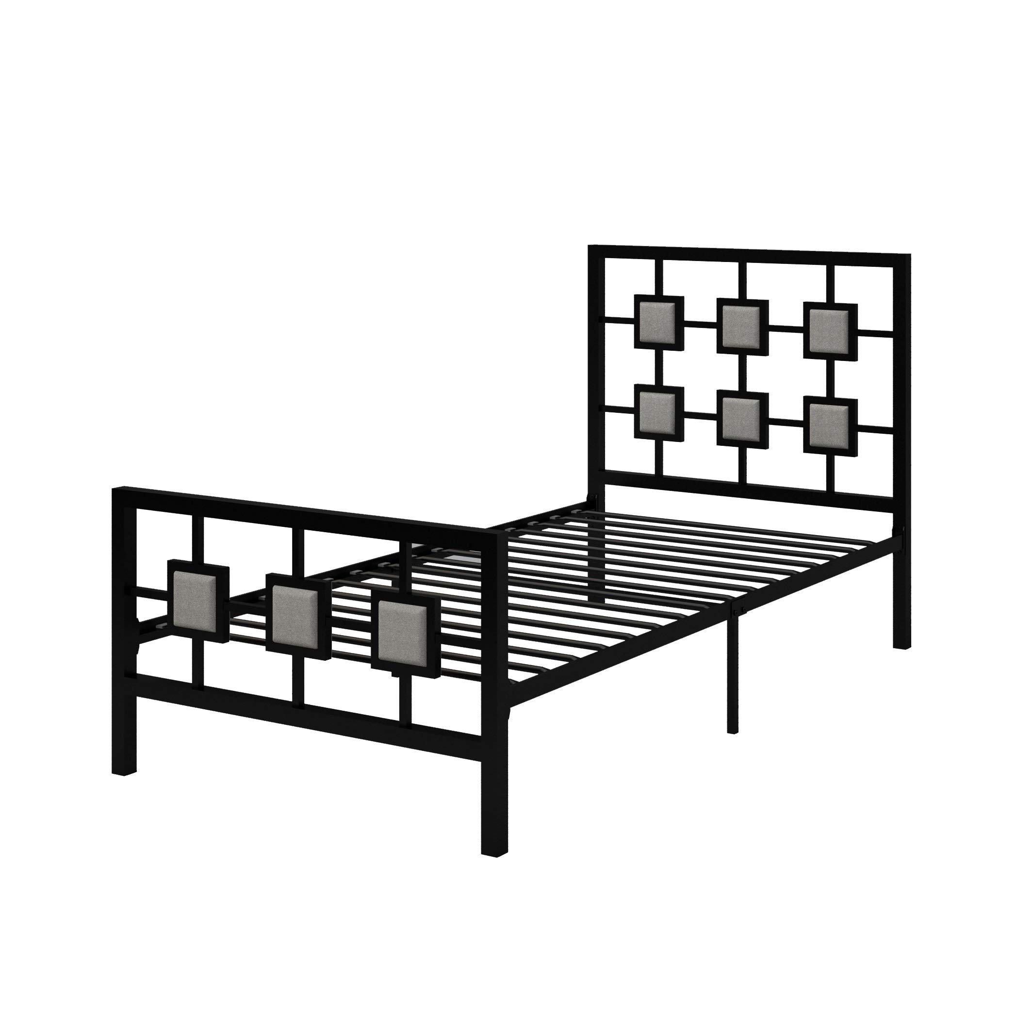 HABITRIO Metal Platform Bed Frame with Headboard & Footboard - No Box Spring Needed, Easy Assembly, Twin Size, Black - Perfect for Modern Bedrooms, Guest Rooms & Dormitories