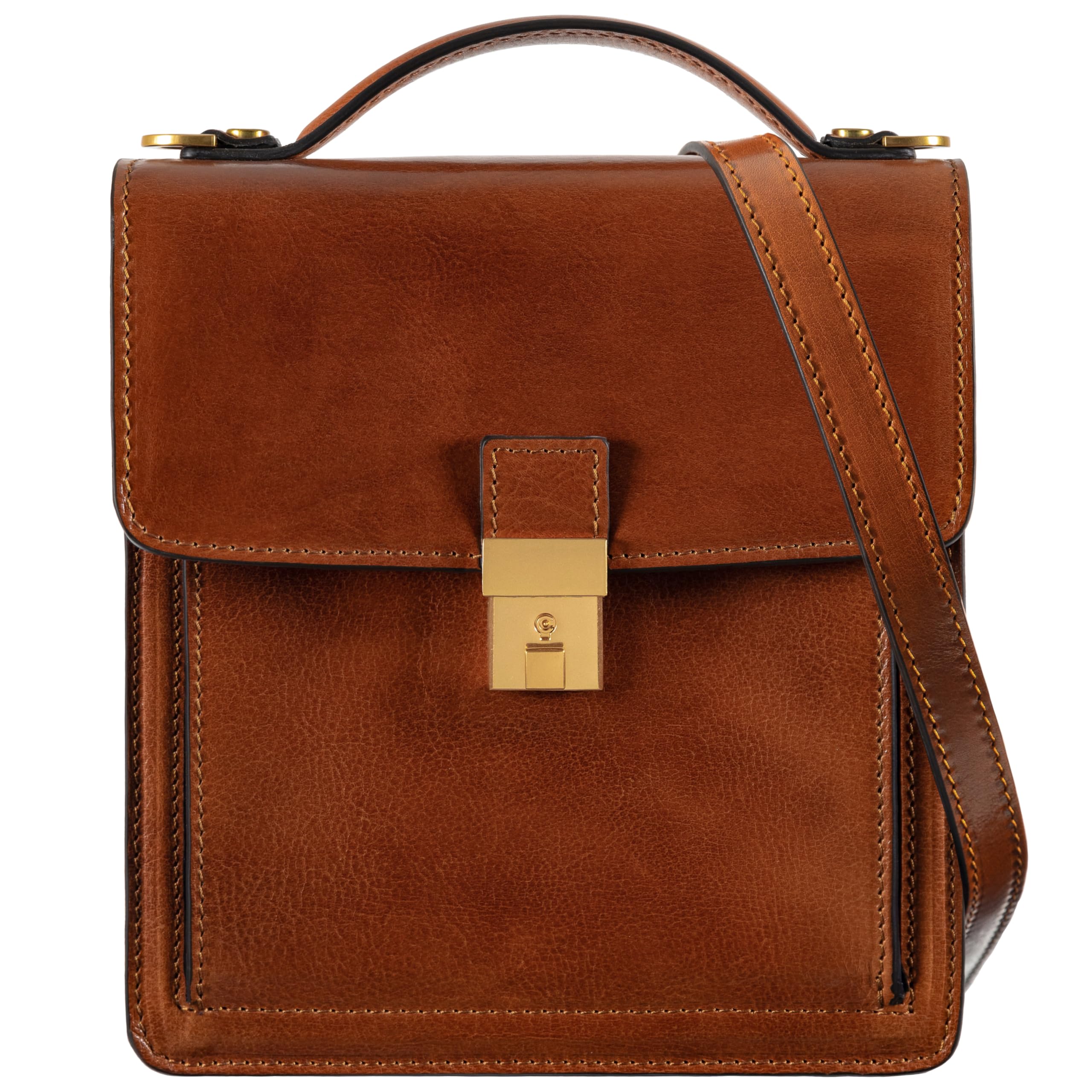 Premium Italian Leather Messenger Bag for Men - Durable Crossbody Briefcase with Time Resistance - Includes Gift Box - Perfect for Business, Travel & Daily Commute