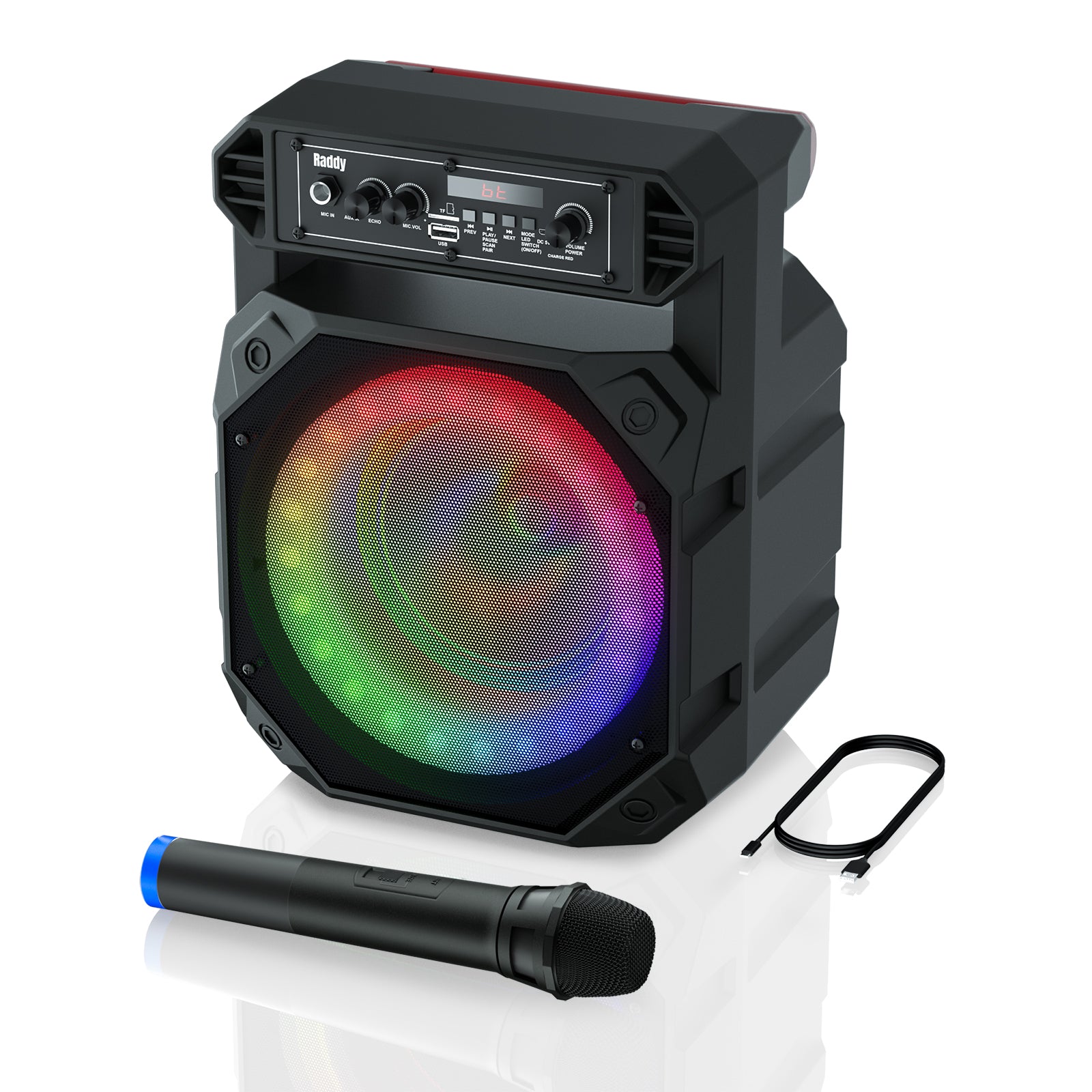 Raddy RS68 Portable Karaoke Machine with Bluetooth & Wireless Microphones - Rechargeable Speaker for Home Parties, Outdoor Gatherings & Travel Entertainment