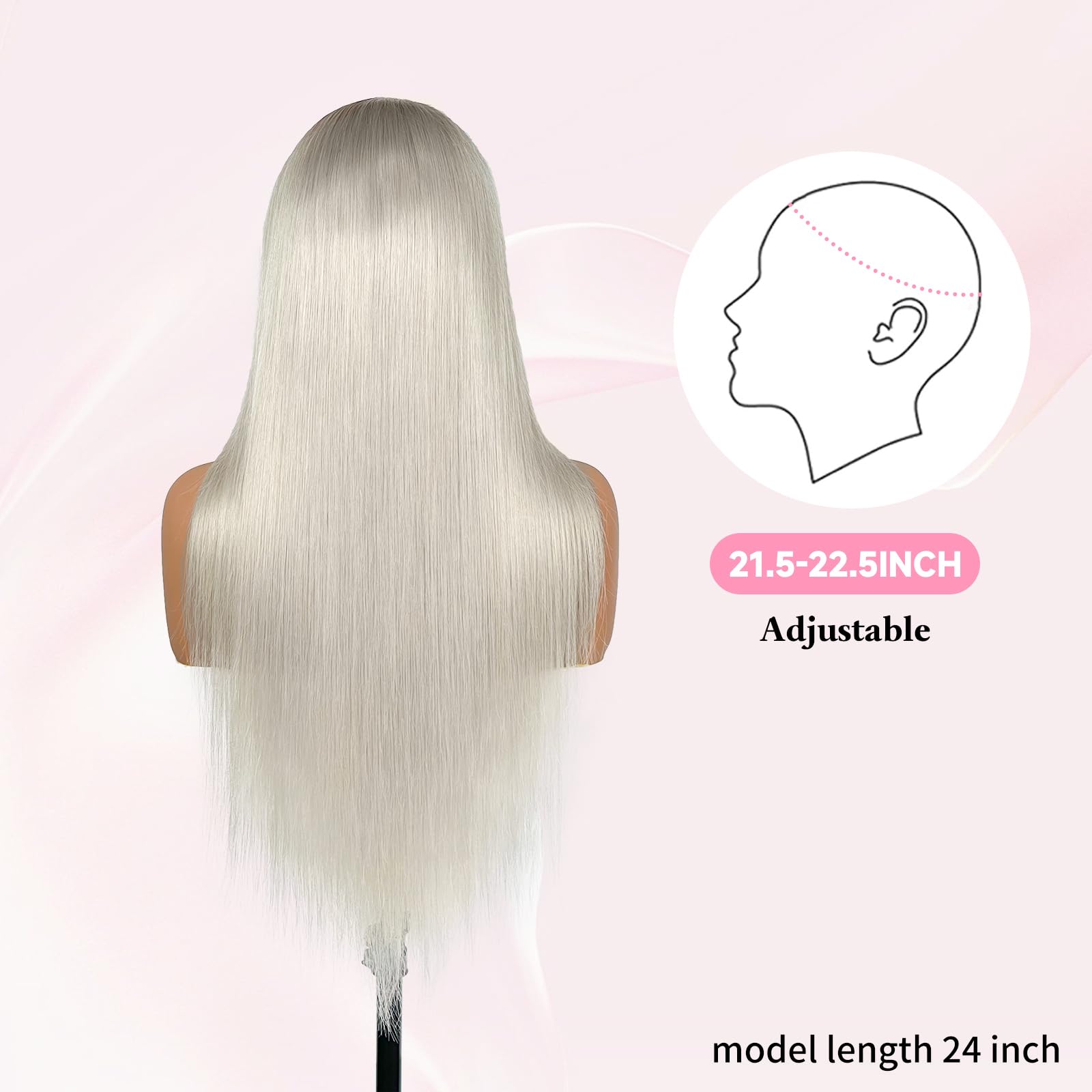 Platinum Blonde Lace Front Wig Human Hair #60 Straight HD Lace Frontal Wigs - Preplucked with Baby Hair 180% Density Brazilian Remy Human Hair for Women 26 Inch - Perfect for Cosplay, Daily Wear & Special Occasions