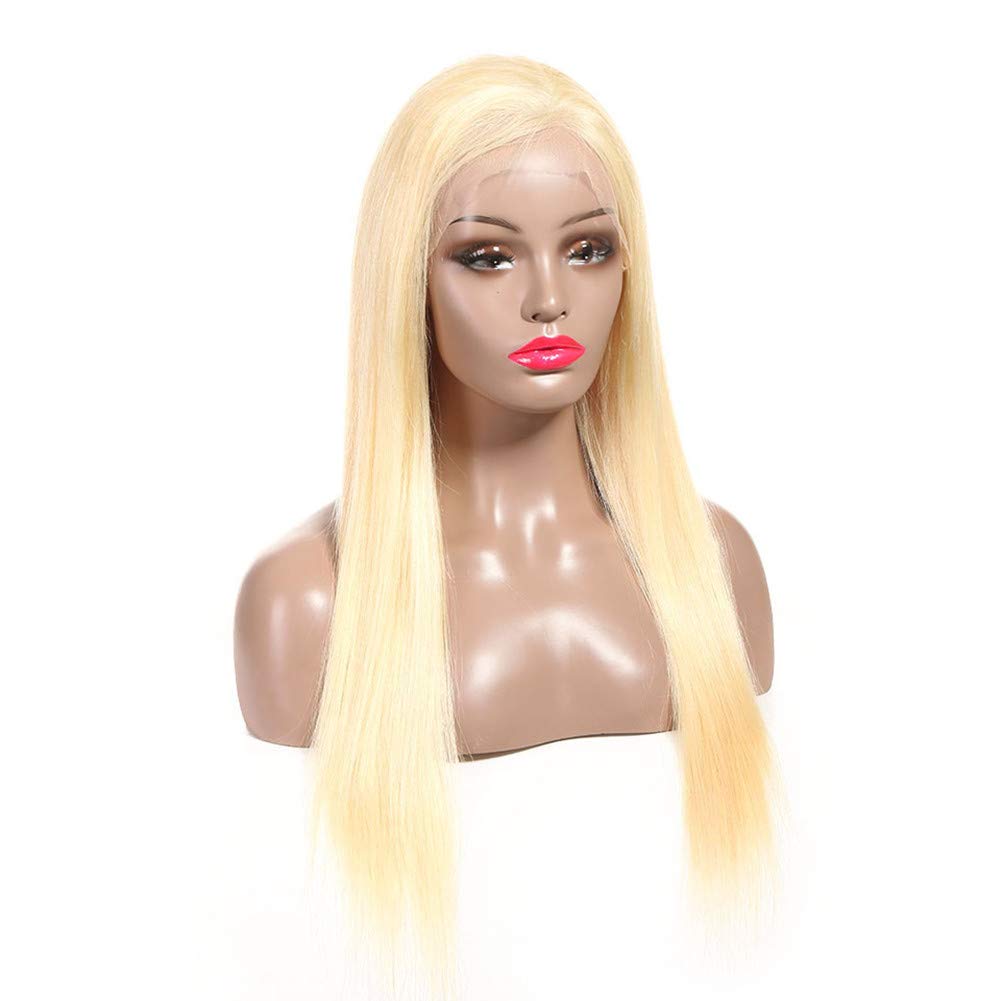 613 Blonde Straight Lace Front Human Hair Wig with Baby Hair - 180% Density 13x4 Lace Frontal Glueless Remy Hair Bleached Knots Pre Plucked - Natural Look for Black Women (10 Inches) - Perfect for Daily Wear, Cosplay, and Special Occasions