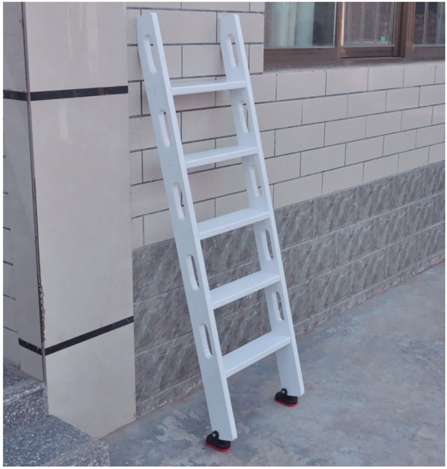 5-Step Wooden Stool Ladder with Handrail & Non-Slip Feet - Sturdy 59 Inch Step Stool for Kids Room, Apartments, Bedrooms - Perfect for Home Decor, Storage & Safe Climbing