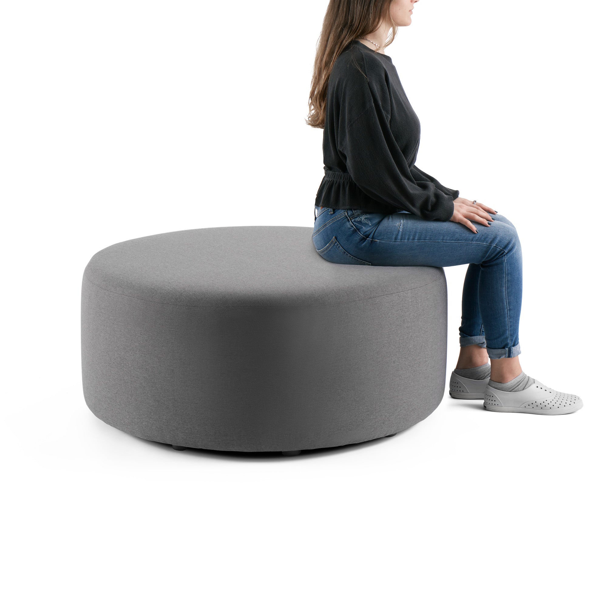Round Ottoman Pouf for Living Room - 40