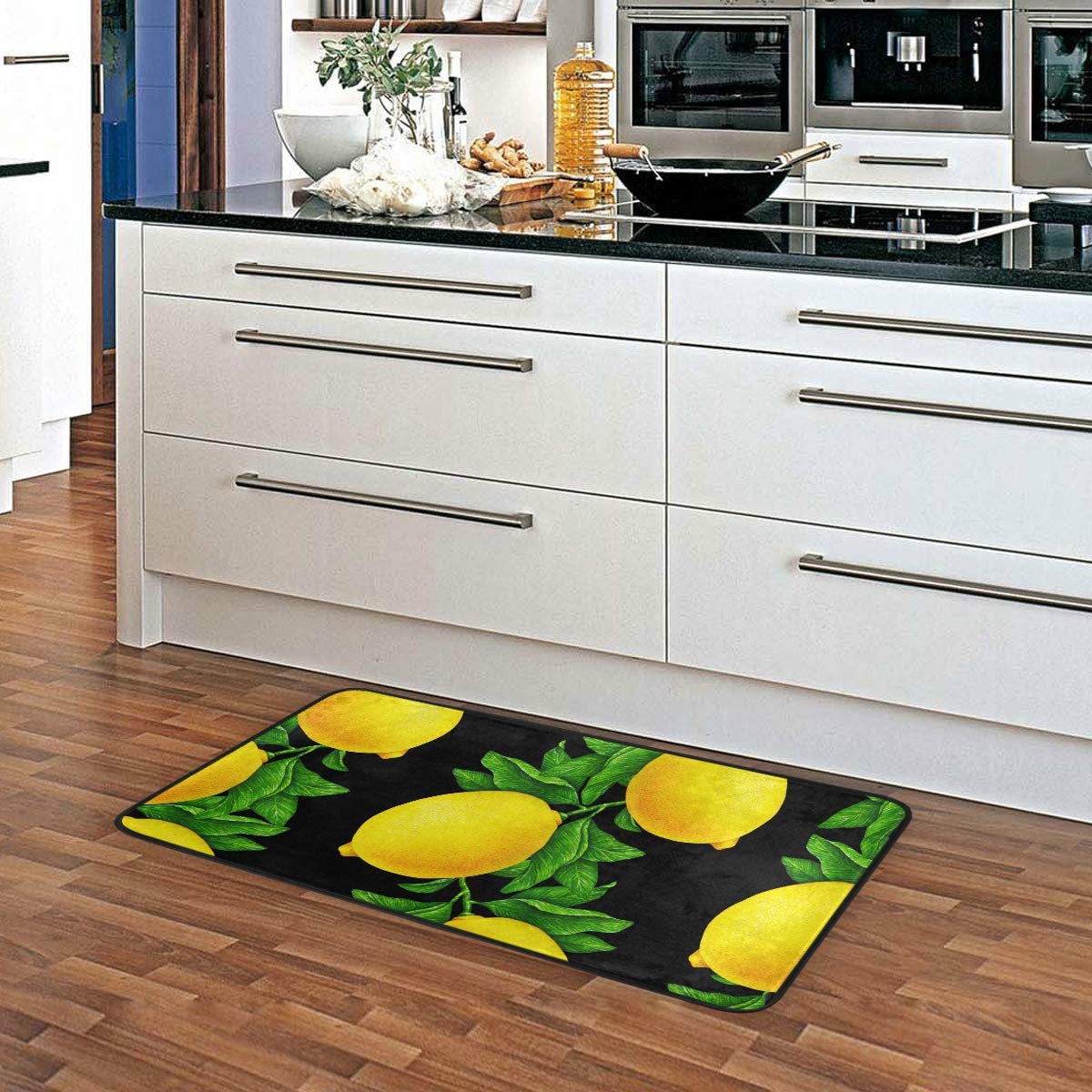 ALAZA Non-Slip Kitchen Rugs with Lemon Pattern - Soft Washable Bath Mat & Runner - 39x20 Inch Home Decor Carpet for Kitchen, Bathroom, Entryway - Perfect for High Traffic Areas