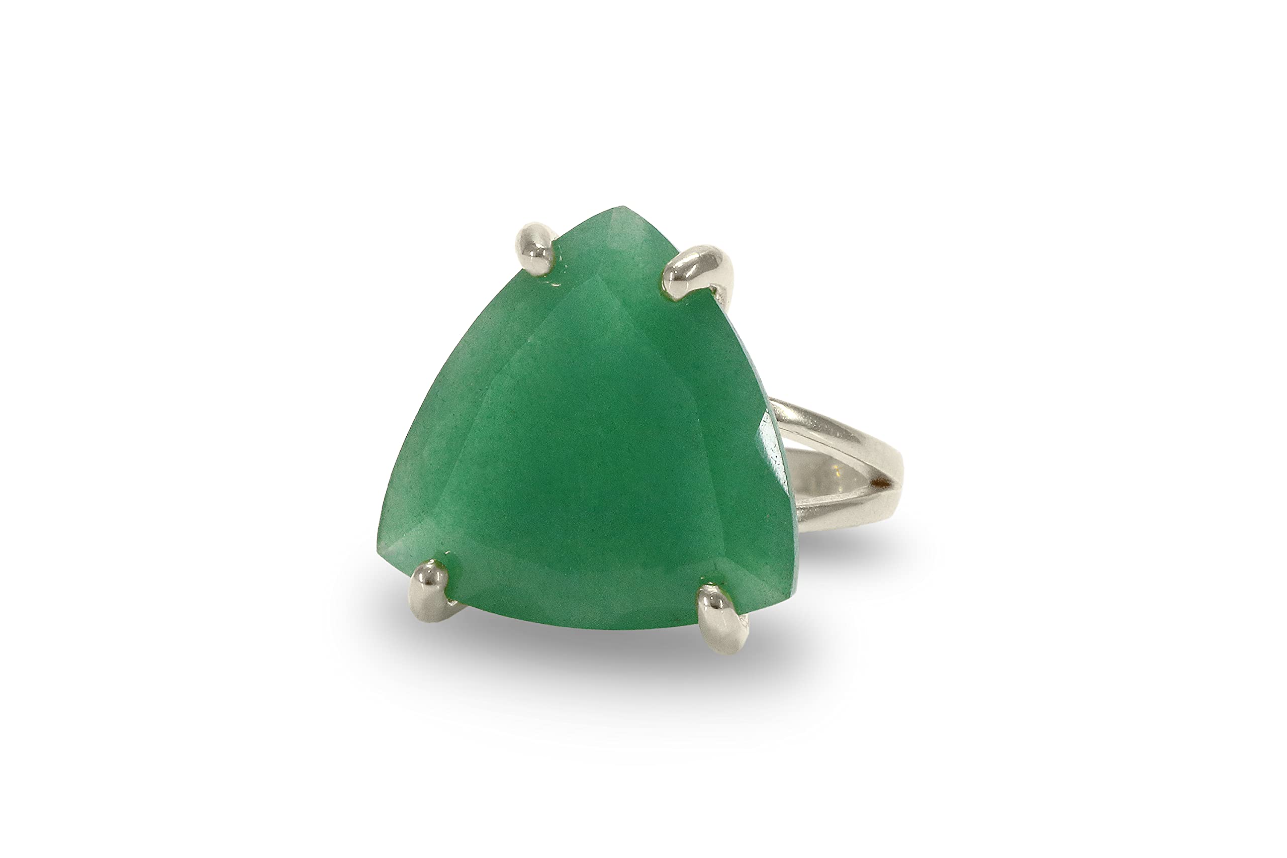 925 Silver Aventurine Ring for Women - Natural Trillion Cut Gemstone Jewelry - Handmade Fashion Ring - Perfect Birthday Gift for Her | Elegant Everyday Wear & Special Occasion Jewelry