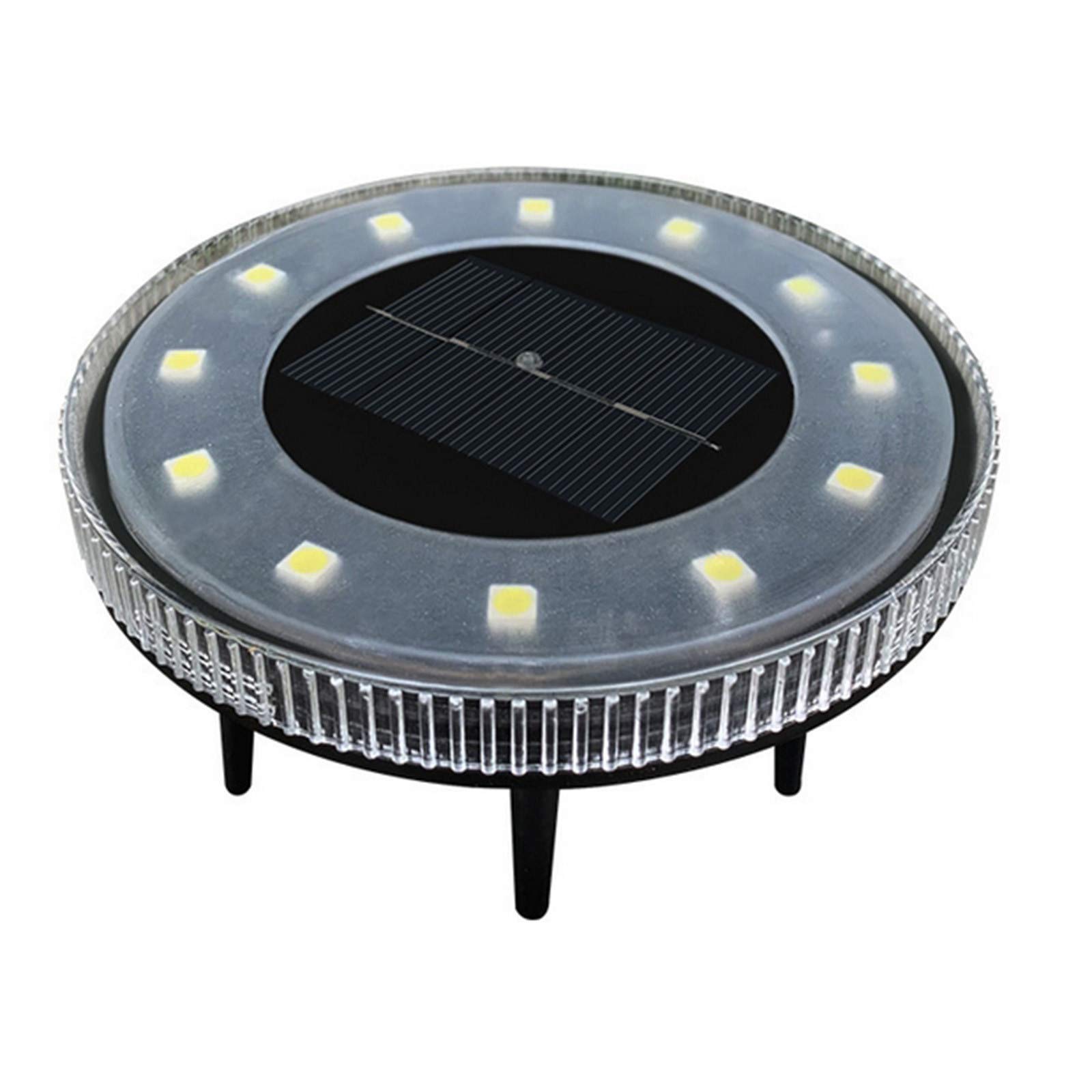 12LED Solar Powered Waterproof Outdoor Garden Lights - Landscape Ground Lighting with White LED for Christmas, Patio, Yard & Pathway (Grey, One Size) | Weatherproof Solar Lights for Garden Decor, Walkway Illumination & Holiday Displays