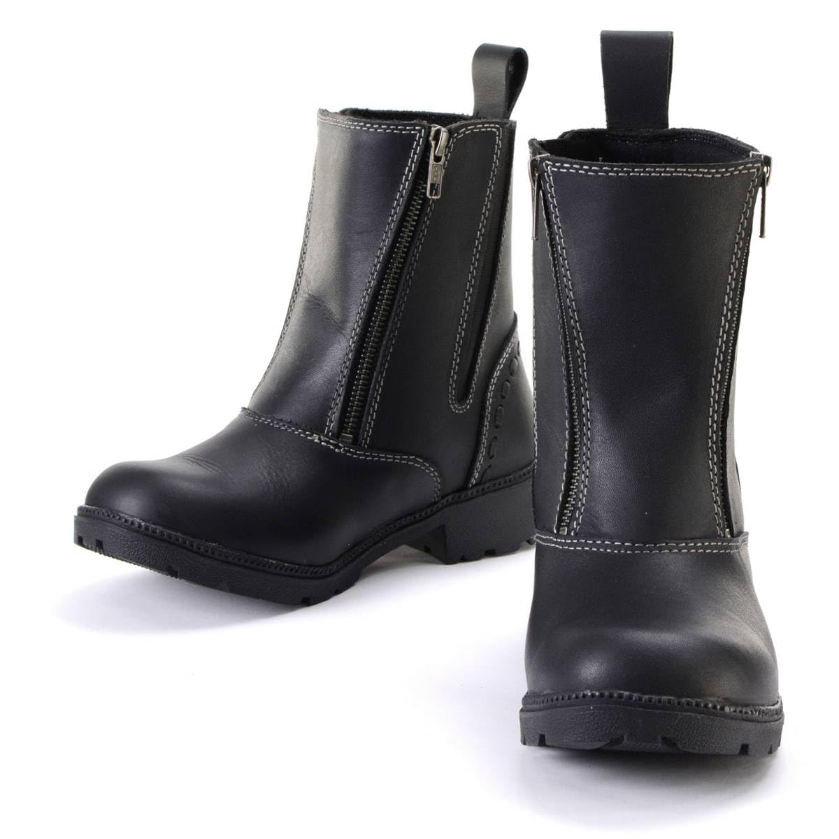 Milwaukee Leather MBL9327 Women's Black Leather Motorcycle Boots - Dual Zipper Closure, Comfortable & Durable Riding Footwear for Harley Davidson & Cruiser Bikes | Perfect for Long Rides & Motorcycle Events
