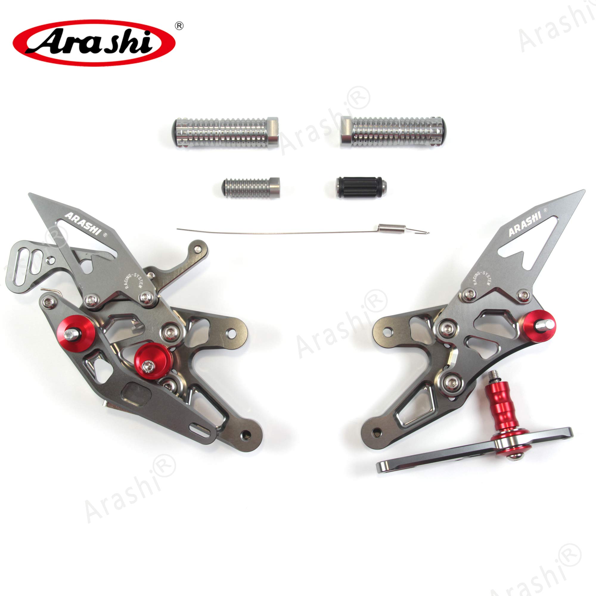 Arashi V2.0 Adjustable Rear Sets Footpegs for BMW S1000RR HP4 (2015-2019) - Motorcycle Racing Footrests, CNC Aluminum Foot Pegs - Perfect for Track Days & Performance Riding - Gray Finish