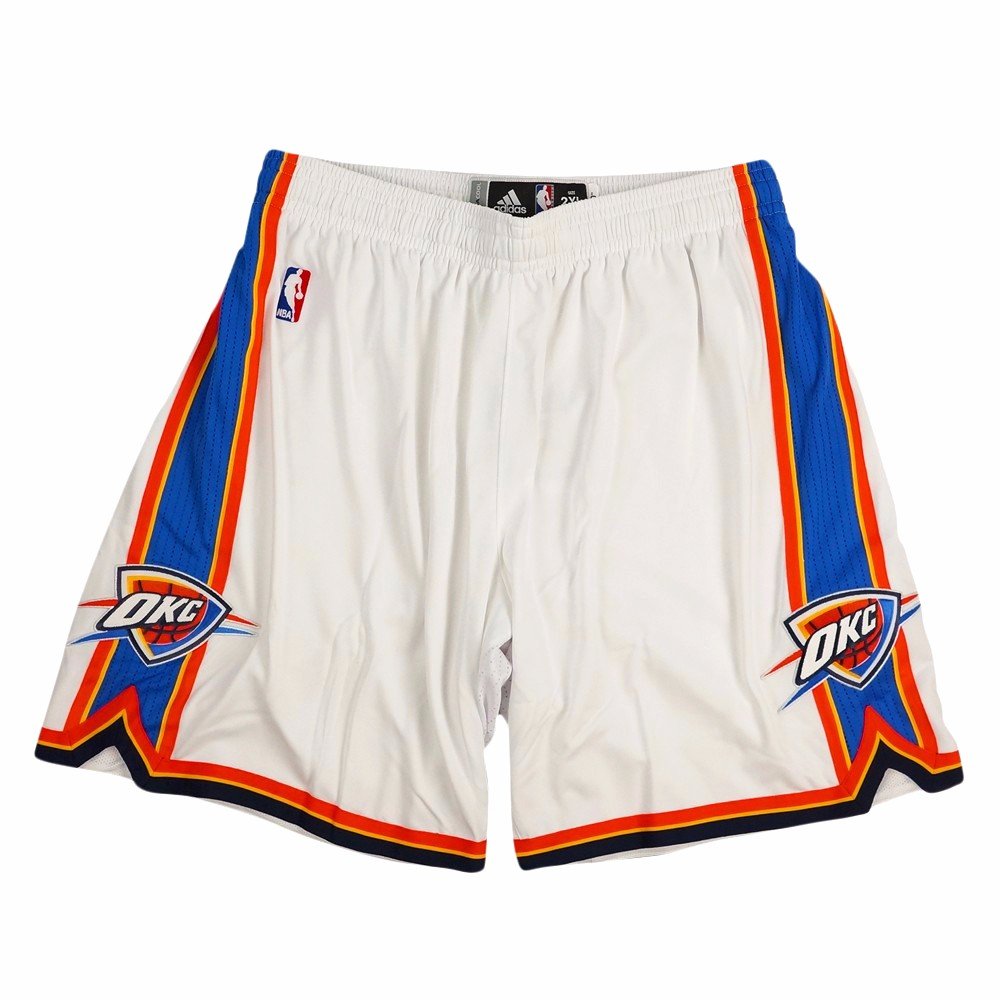 Adidas Oklahoma City Thunder NBA Authentic On-Court Climacool Men's Basketball Shorts - White - Breathable Performance Shorts for Basketball Games & Casual Wear